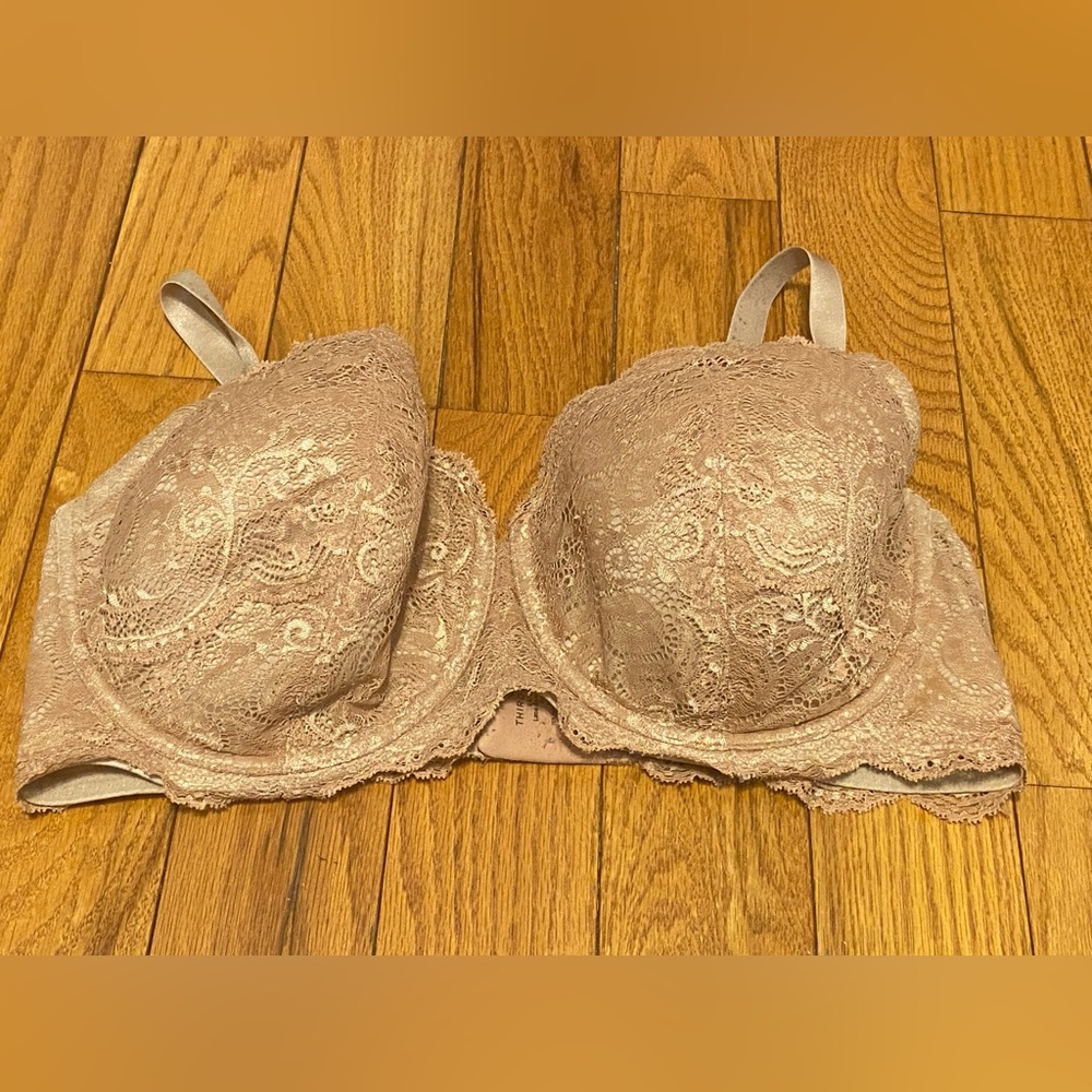 Tan Beige ThirdLove 24/7 Lace Balconette Bra Power Mesh Size‎ 40E